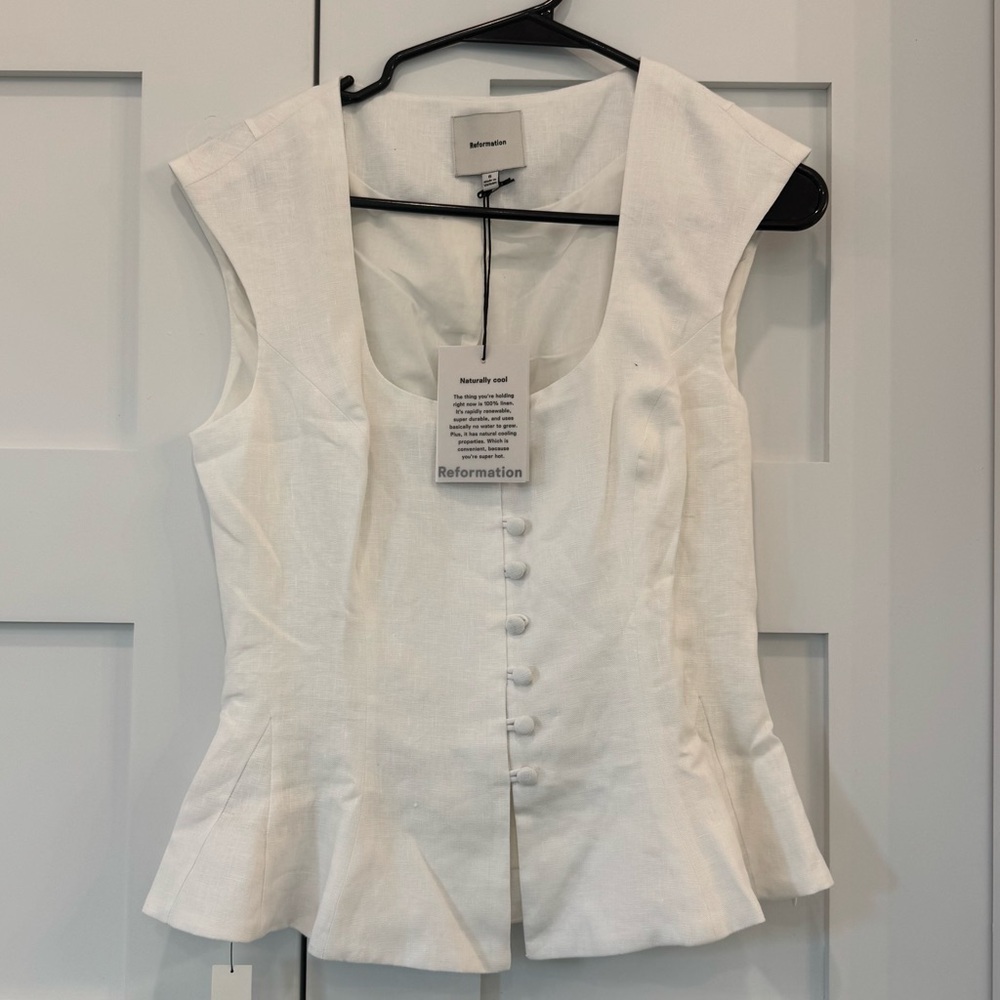 NWT Reformation Ivory Linen Button-Down Blouse